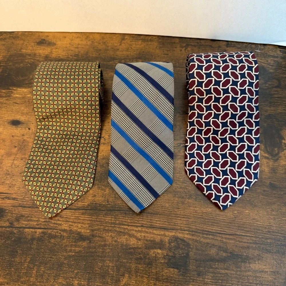 Brooks Brothers Ties Mens Multi Pattern Silk Lot of 3 Geometric Stripe Tie